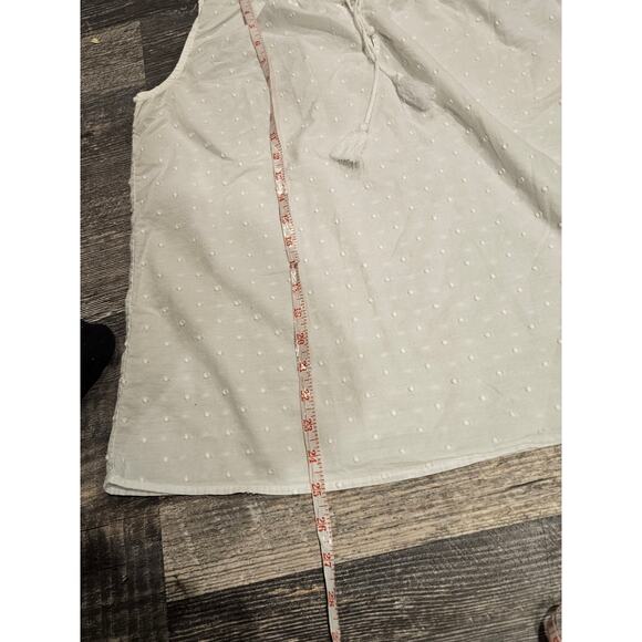 J Mclaughlin swiss dot white tank tassle Womens large whimsy cottage coastal - Picture 3 of 5